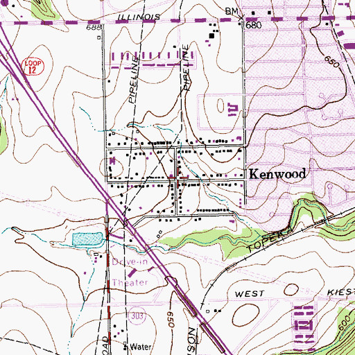 Topographic Map of Kenwood, TX
