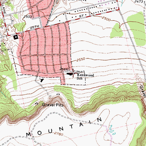 Topographic Map of Kenwood School, TX