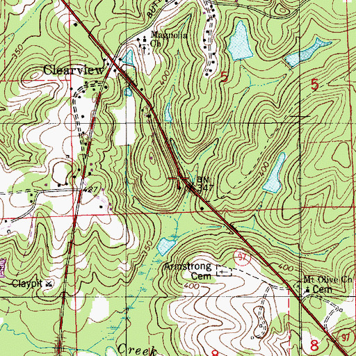 Topographic Map of Calvary Church, AL