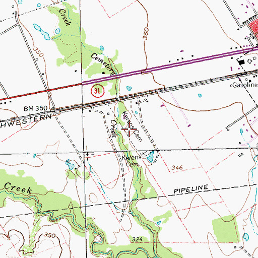 Topographic Map of Kerens Cemetery, TX