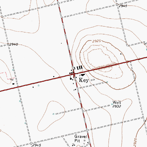 Topographic Map of Key, TX