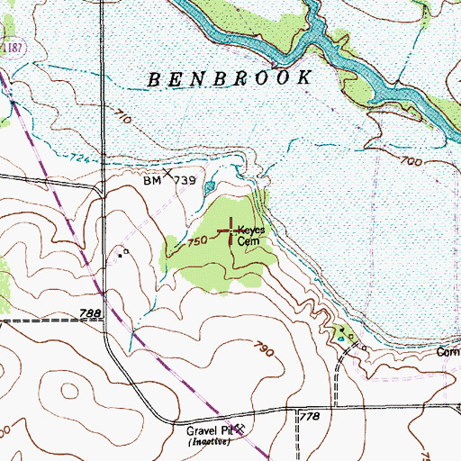 Topographic Map of Keyes Cemetery, TX
