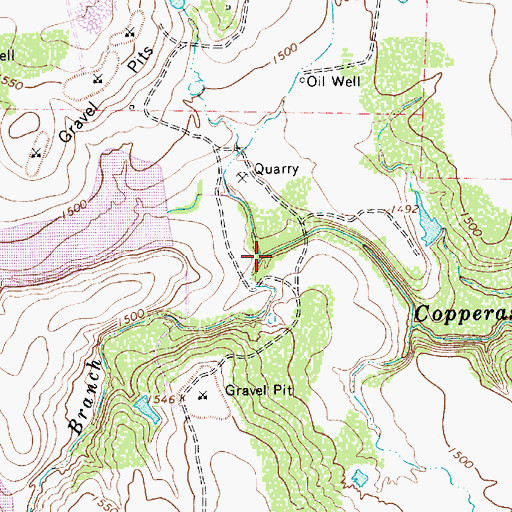Topographic Map of Keys Branch, TX