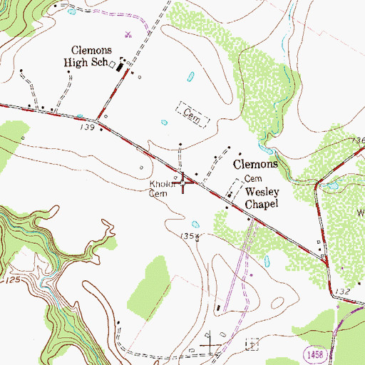 Topographic Map of Kholor Cemetery, TX