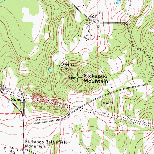 Topographic Map of Kickapoo Mountain, TX