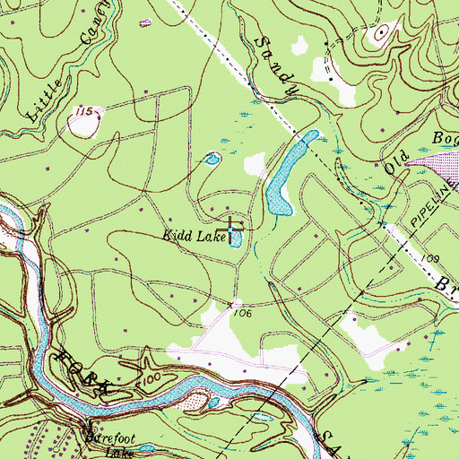 Topographic Map of Kidd Lake, TX