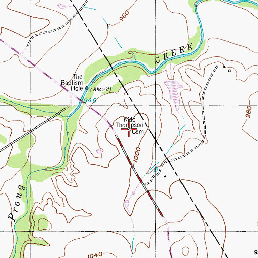 Topographic Map of Kidd Thompson Cemetery, TX