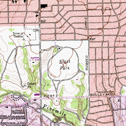 Topographic Map of Kiest Park, TX