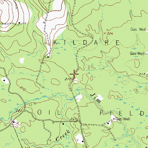 Topographic Map of Kildare Oil Field, TX