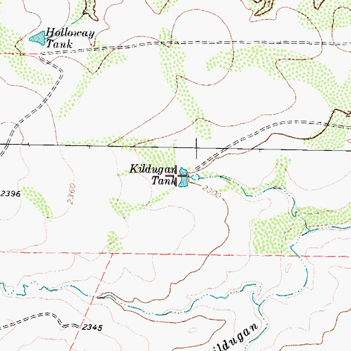 Topographic Map of Kildugan Tank, TX