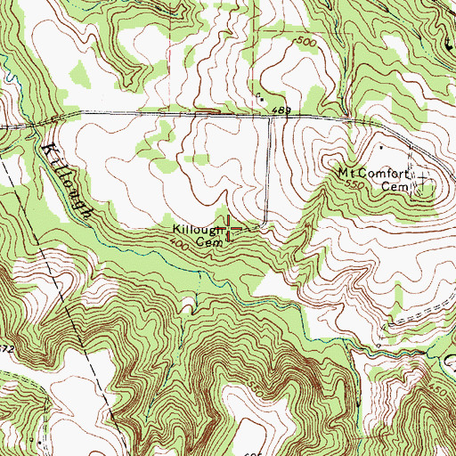 Topographic Map of Killough Cemetery, TX