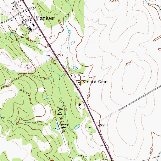 Topographic Map of Kinard Cemetery, TX