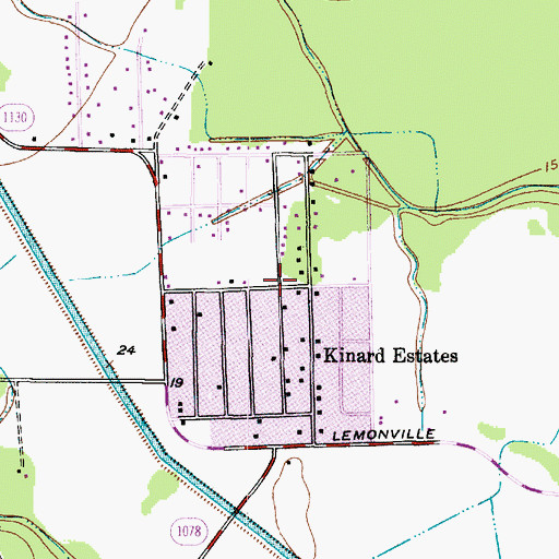 Topographic Map of Kinard Estates, TX
