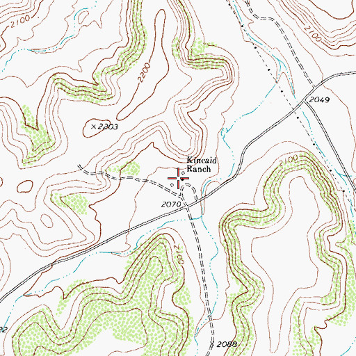 Topographic Map of Kincaid Ranch, TX