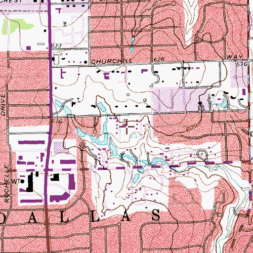 Topographic Map of King of Glory Church, TX