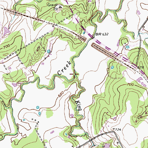 Topographic Map of King Branch, TX