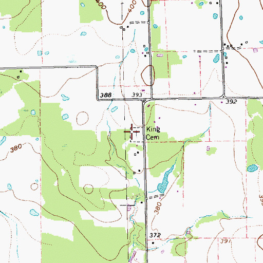 Topographic Map of King Cemetery, TX