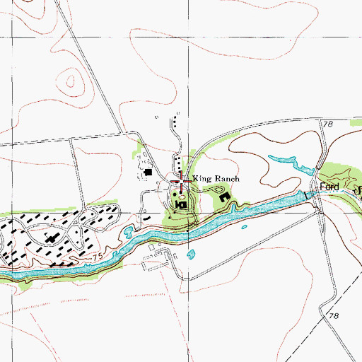 Topographic Map of King Ranch, TX