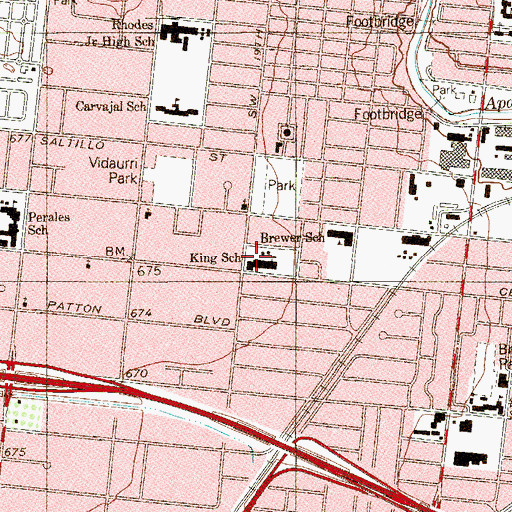 Topographic Map of King School, TX