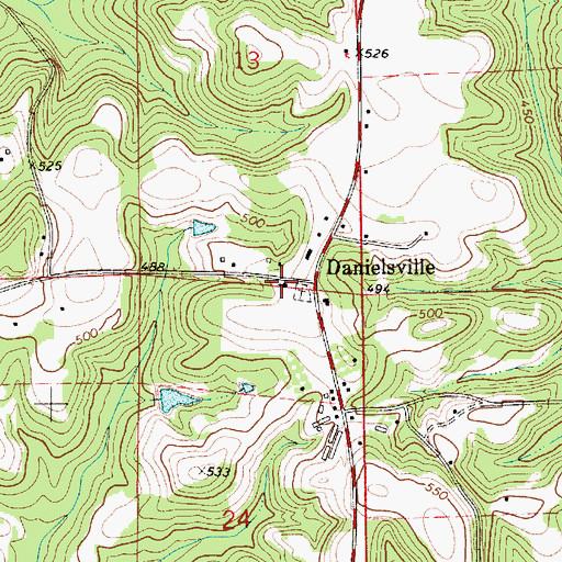 Topographic Map of Danielsville Church, AL