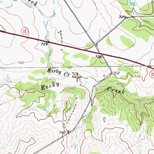 Topographic Map of Kirby Creek, TX