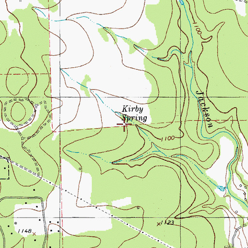 Topographic Map of Kirby Spring, TX