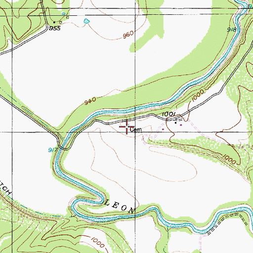 Topographic Map of Kirkendall Cemetery, TX