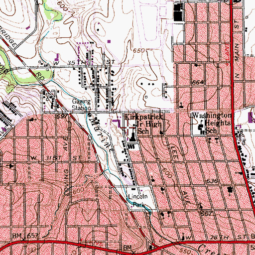 Topographic Map of Kirkpatrick Middle School, TX