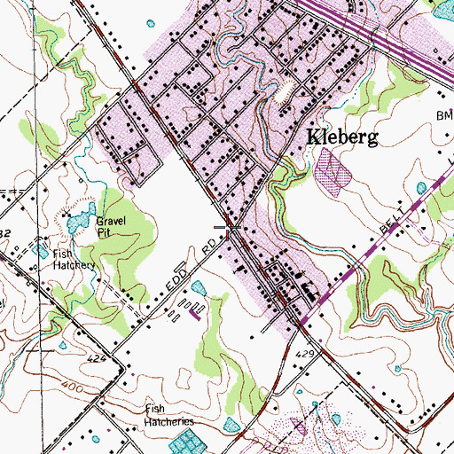 Topographic Map of Kleberg, TX