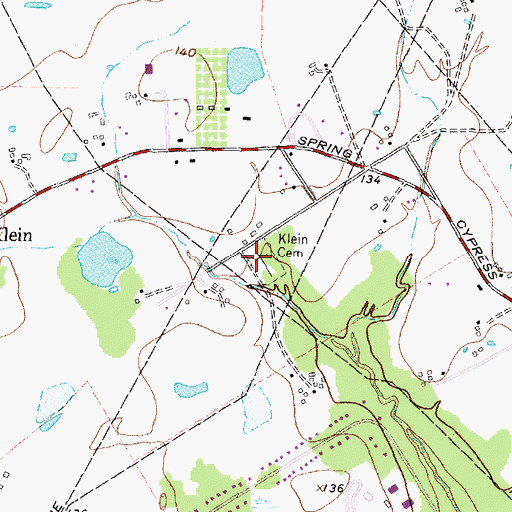 Topographic Map of Klein Cemetery, TX