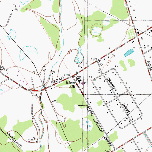 Topographic Map of Klein Church, TX