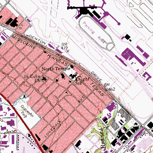 Topographic Map of Knight School, TX