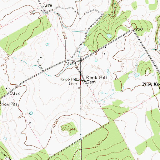 Topographic Map of Knob Hill Cemetery, TX