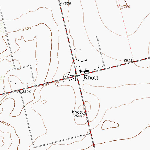 Topographic Map of Knott, TX