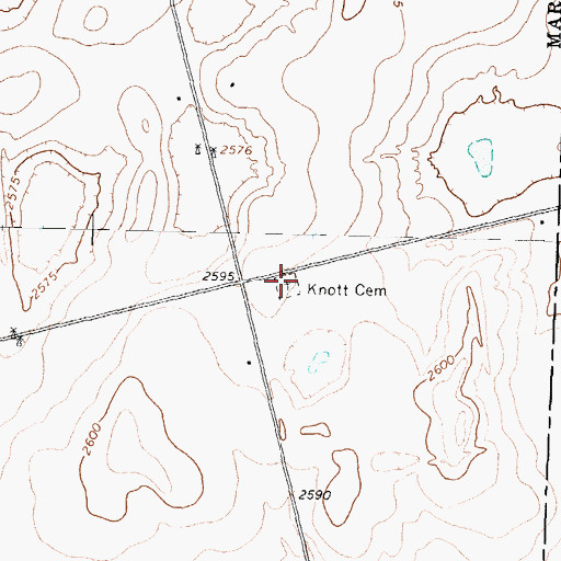 Topographic Map of Knott Cemetery, TX