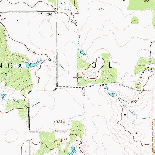 Topographic Map of Knox Oil Field, TX