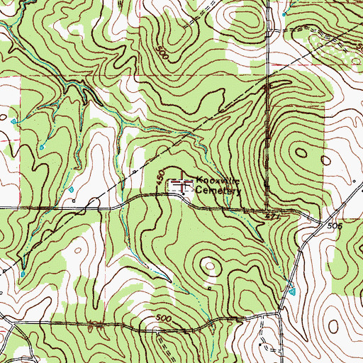 Topographic Map of Knoxville Cemetery, TX