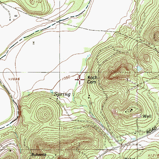 Topographic Map of Koch Cemetery, TX
