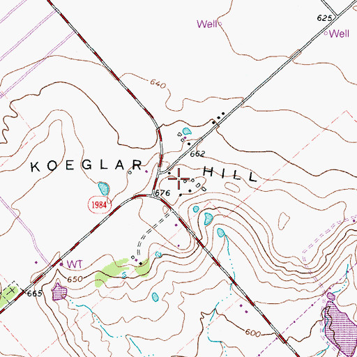 Topographic Map of Koeglar Hill, TX