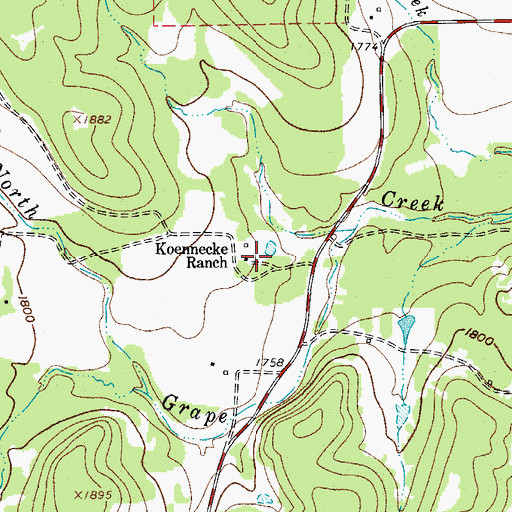 Topographic Map of Koennecke Ranch, TX