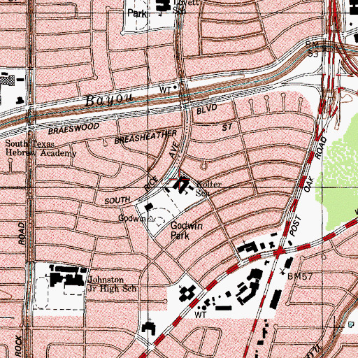 Topographic Map of Kolter School, TX