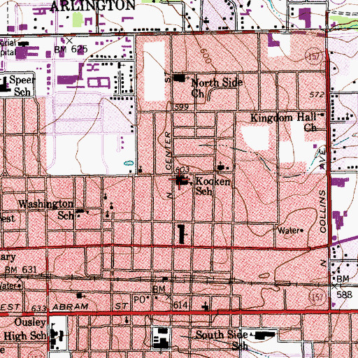 Topographic Map of Kooken School, TX