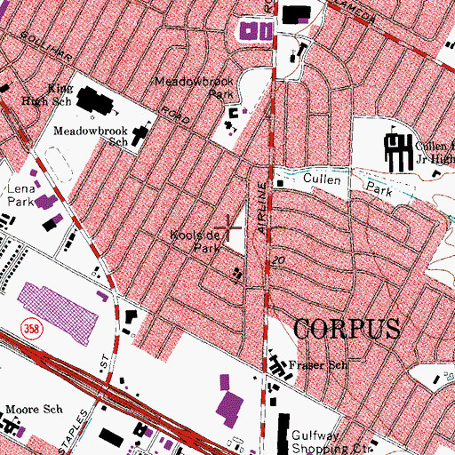 Topographic Map of Koolside Park, TX