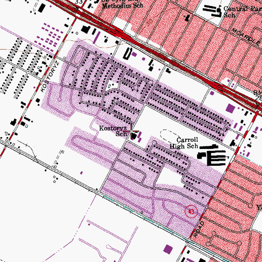 Topographic Map of Kostoryz School, TX