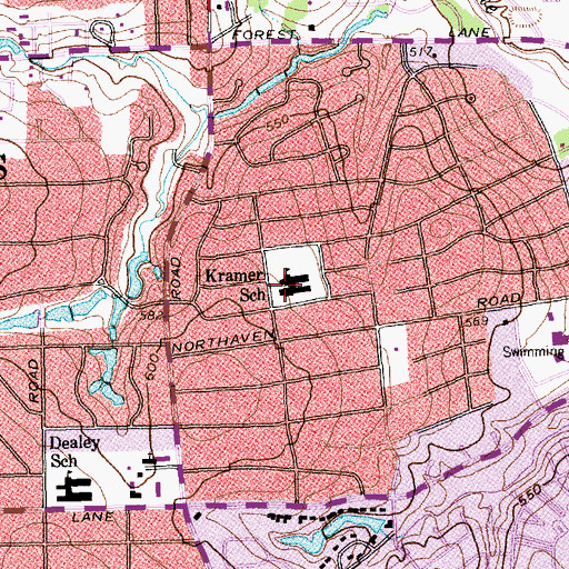 Topographic Map of Kramer School, TX