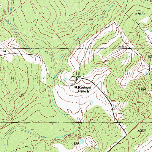 Topographic Map of Krueger Ranch, TX