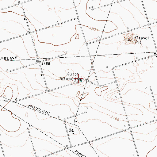Topographic Map of Kurby Windmill, TX
