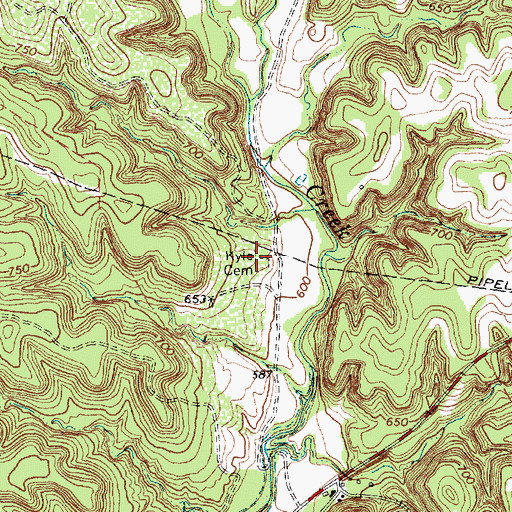 Topographic Map of Kyle - Bullard Cemetery, TX