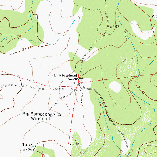 Topographic Map of L D Whitehead Ranch, TX