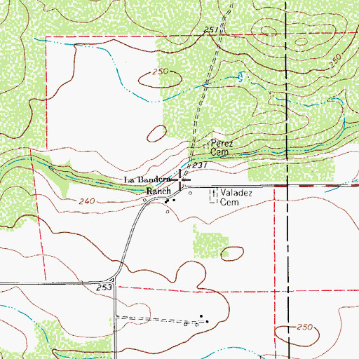 Topographic Map of La Bandera Ranch, TX
